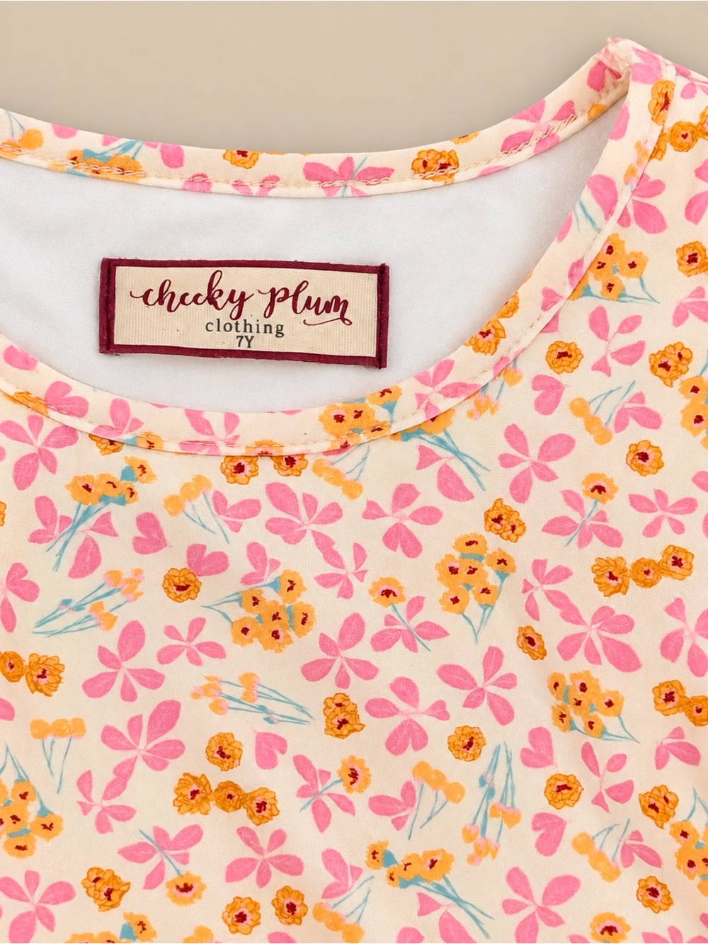 cheeky plum Pink, Cream and Orange Tiered Floral Dress - Picture 2 of 3